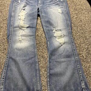 Silver Jeans Blue Flare Distressed Denim
